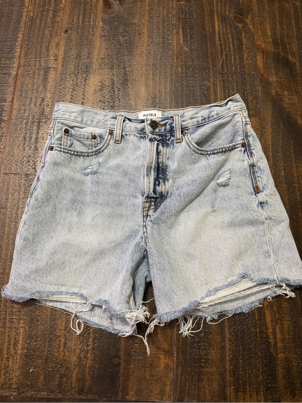 Pistola Light Wash Distressed Denim Cutoff Shorts